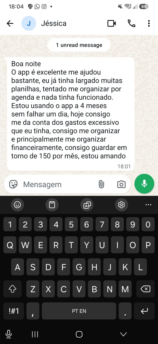 Depoimento da Jéssica recebido por WhatsApp